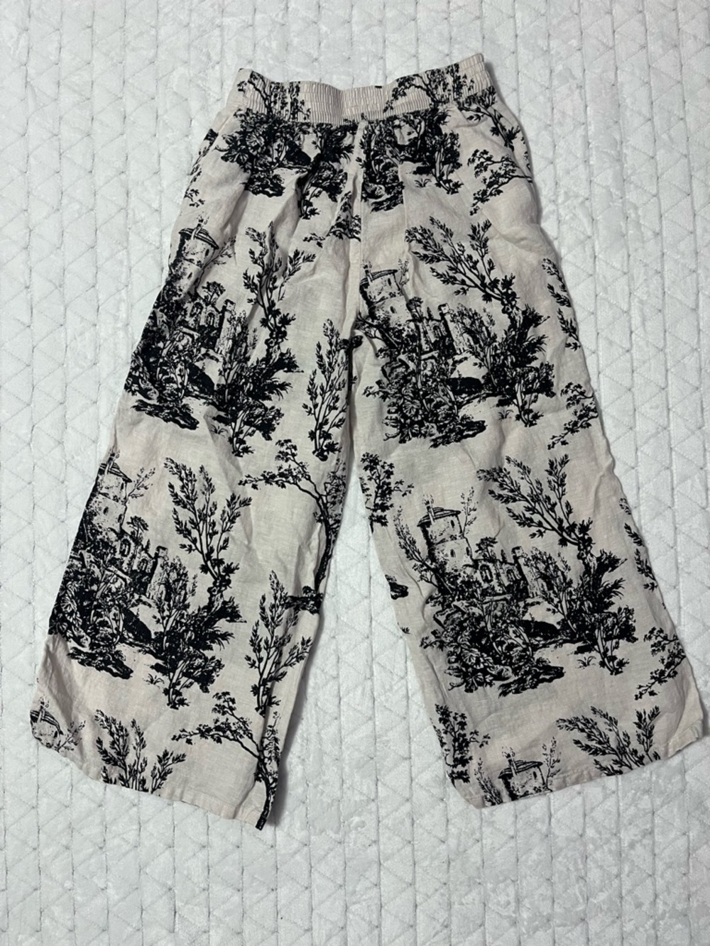 Joie Tree Print 100% Linen Wide Leg Crop Pants - Picture 3 of 4